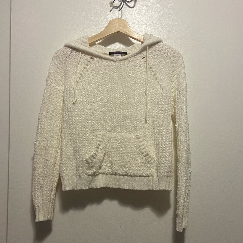 White Knitted Hoodie